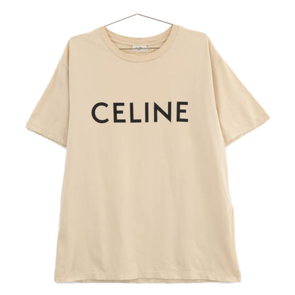 CELINE Beige 2X681671Q Cotton Logo Short-Sleeve T-shirt Top