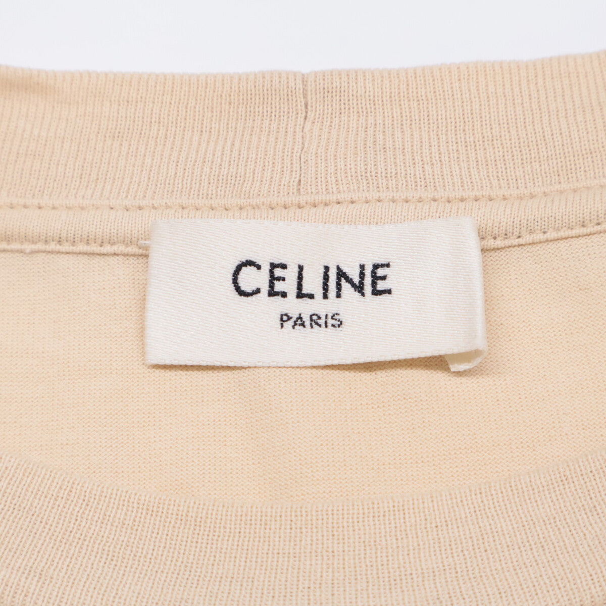 CELINE Beige 2X681671Q Cotton Logo Short-Sleeve T-shirt Top