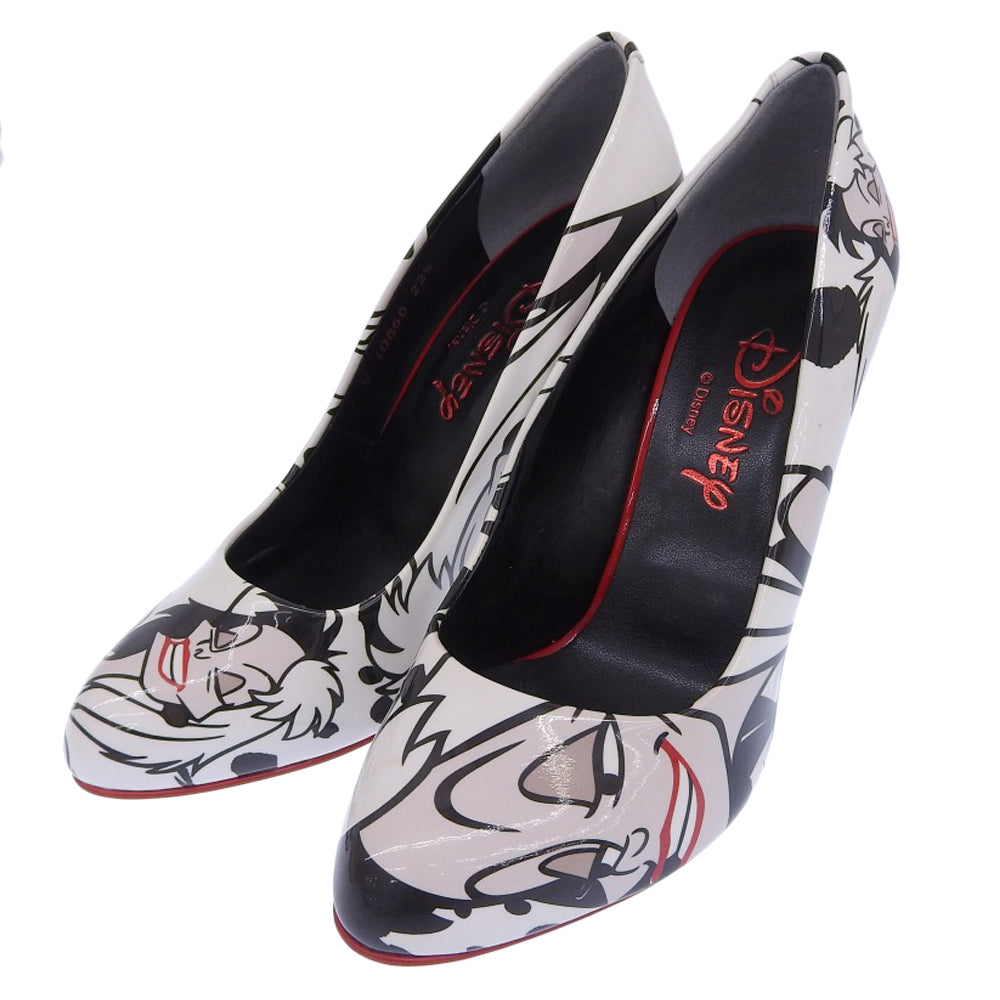 Diana New Maleficent x Cruella Patent Leather Heel Pumps Women's White Black 22 1/2 Shoes 22.5 Women's