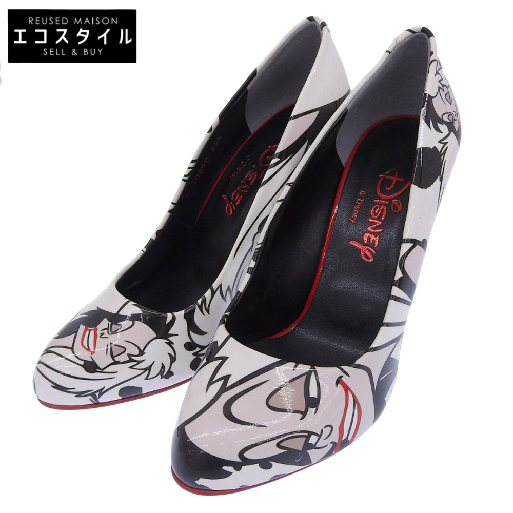 Diana New Maleficent x Cruella Patent Leather Heel Pumps Women's White Black 22 1/2 Shoes 22.5 Women's