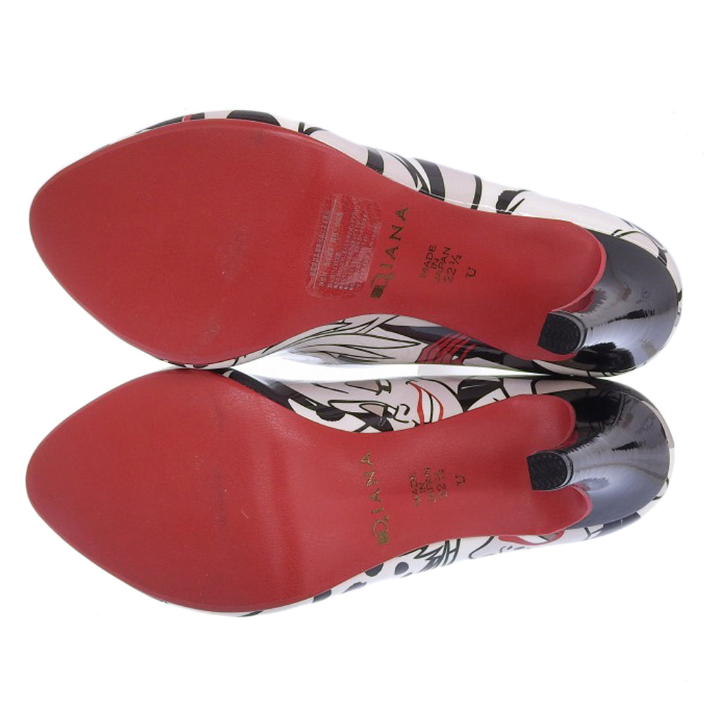 Diana New Maleficent x Cruella Patent Leather Heel Pumps Women's White Black 22 1/2 Shoes 22.5 Women's