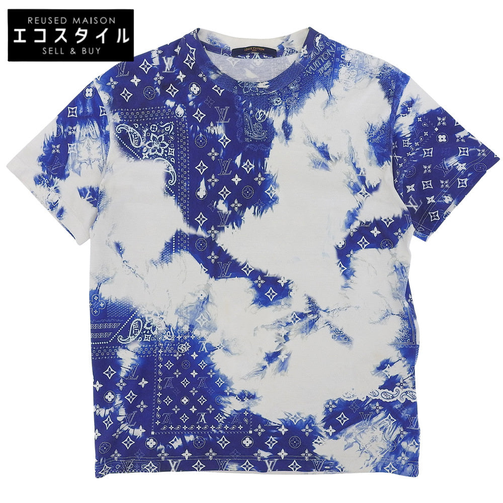 LOUIS VUITTON ルイヴィトン コットン バンダナ柄 Tシャツ トップス メンズ ブルー×ホワイト XS 22SS トップス