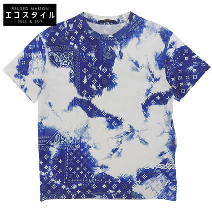 LOUIS VUITTON ルイヴィトン コットン バンダナ柄 Tシャツ トップス メンズ ブルー×ホワイト XS 22SS トップス