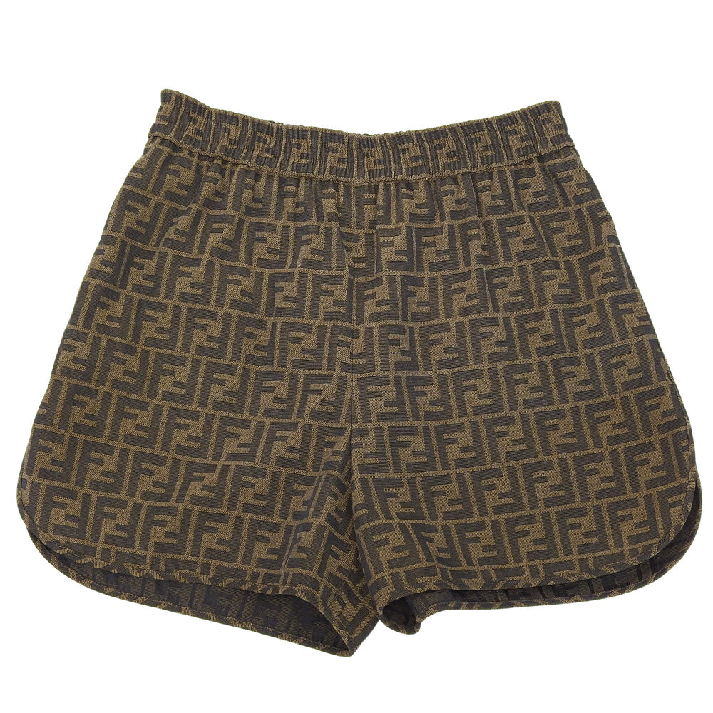 FENDI フェンディ 美品 キャンバス ショートパンツ ボトムス レディース ブラウン 38 FR6259 A5W3 ボトムス