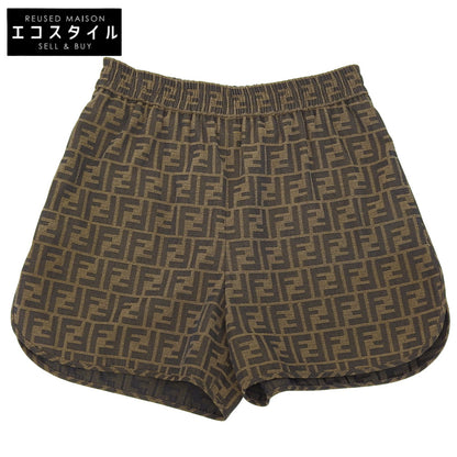 FENDI フェンディ 美品 キャンバス ショートパンツ ボトムス レディース ブラウン 38 FR6259 A5W3 ボトムス