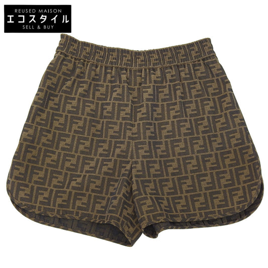 FENDI フェンディ 美品 キャンバス ショートパンツ ボトムス レディース ブラウン 38 FR6259 A5W3 ボトムス