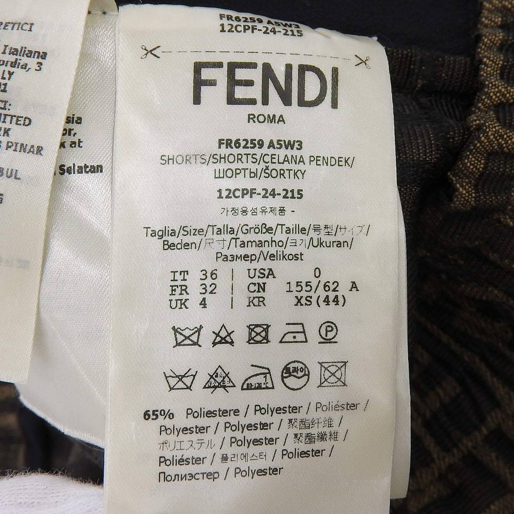 FENDI フェンディ 美品 キャンバス ショートパンツ ボトムス レディース ブラウン 38 FR6259 A5W3 ボトムス