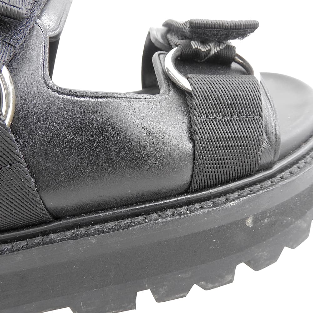 CELINE Leather x Fabric Sandals BULKY Shoes Women's Black 38 1/2 RM1201 Shoes