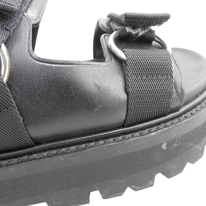 CELINE Leather x Fabric Sandals BULKY Shoes Women's Black 38 1/2 RM1201 Shoes