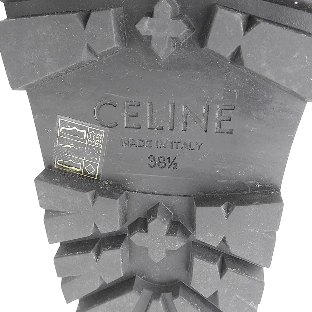 CELINE Leather x Fabric Sandals BULKY Shoes Women's Black 38 1/2 RM1201 Shoes