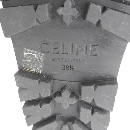 CELINE Leather x Fabric Sandals BULKY Shoes Women's Black 38 1/2 RM1201 Shoes