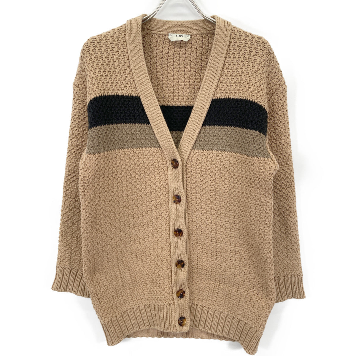 FENDI フェンディ ブラウン バックロゴ ニットカーディガン トップス
