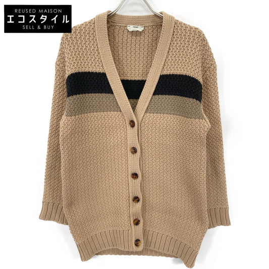 FENDI フェンディ ブラウン バックロゴ ニットカーディガン トップス