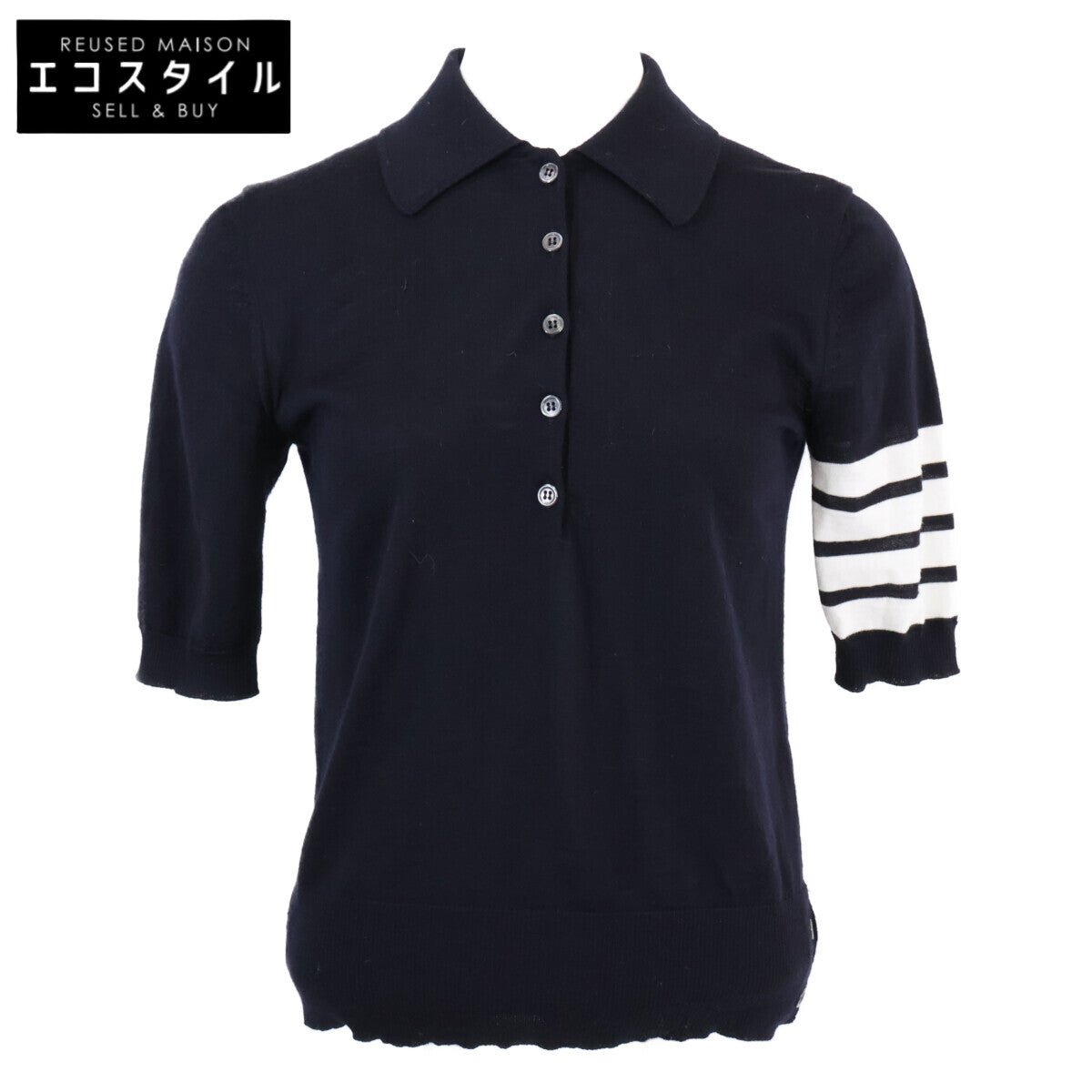 THOM BROWNE Thom Browne Domestic Regular FKC334A-Y1014-415 4BAR Wool Knit Polo Shirt Top