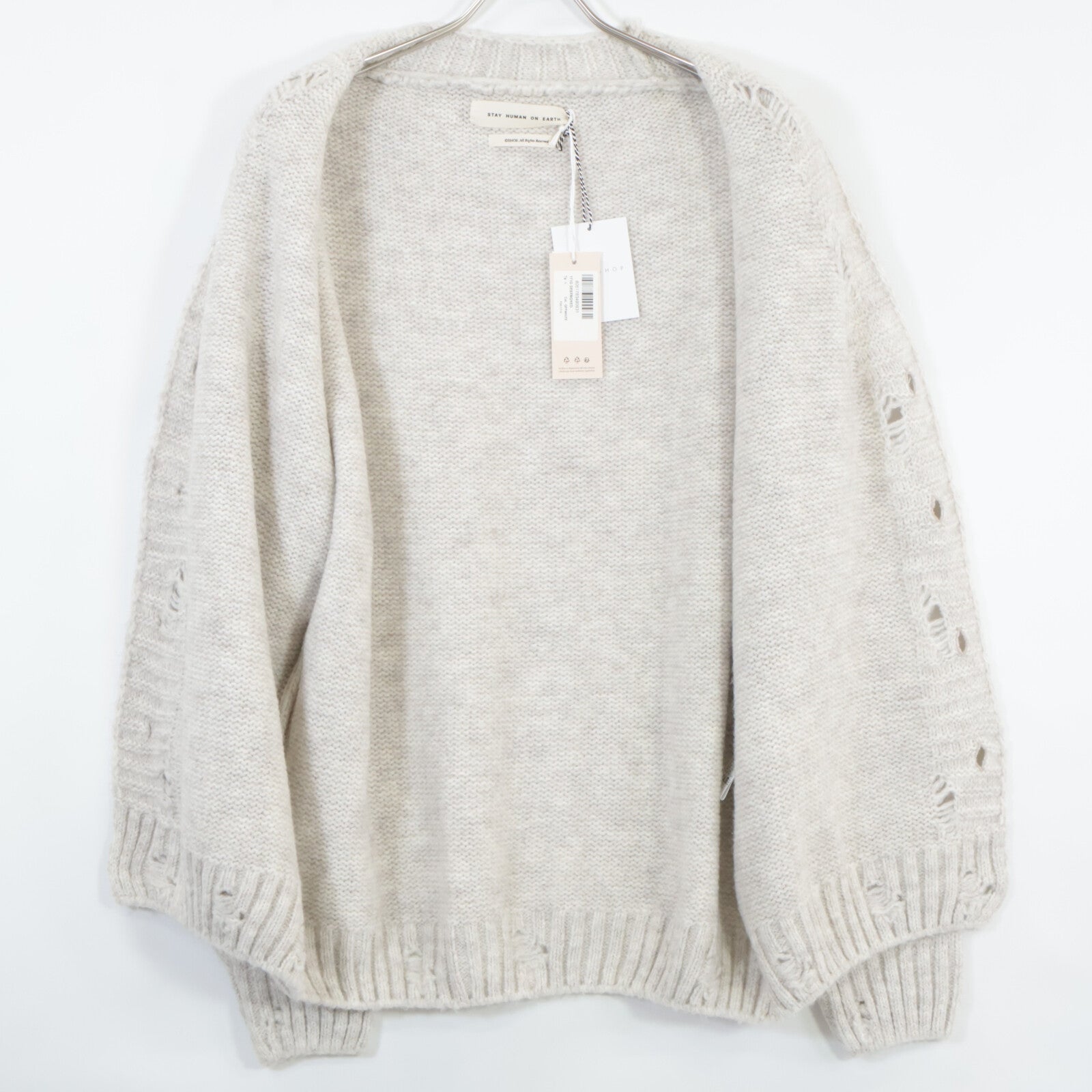 WHITE DESTROYED CARDIGAN Cardigan Top L Men's