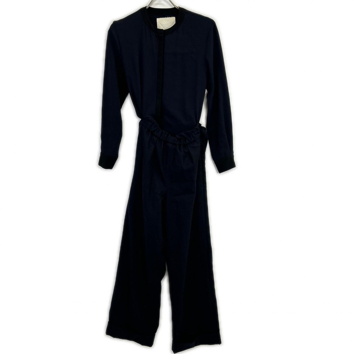 AK+1 AK One 27-17-0026-899 by EFFE BEAMS Navy Satin x Wool All-in-One Overalls All-in-One 36