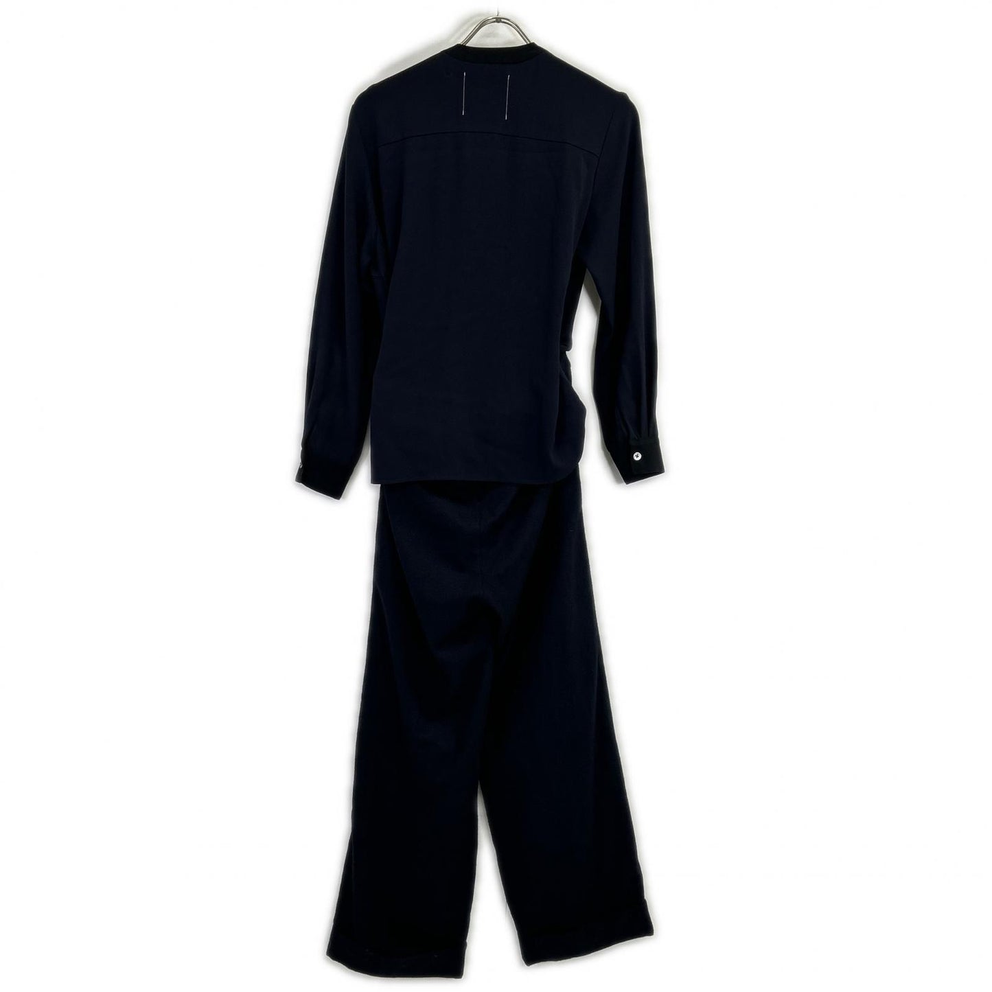 AK+1 AK One 27-17-0026-899 by EFFE BEAMS Navy Satin x Wool All-in-One Overalls All-in-One 36