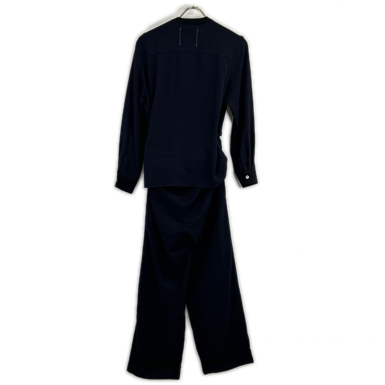 AK+1 AK One 27-17-0026-899 by EFFE BEAMS Navy Satin x Wool All-in-One Overalls All-in-One 36