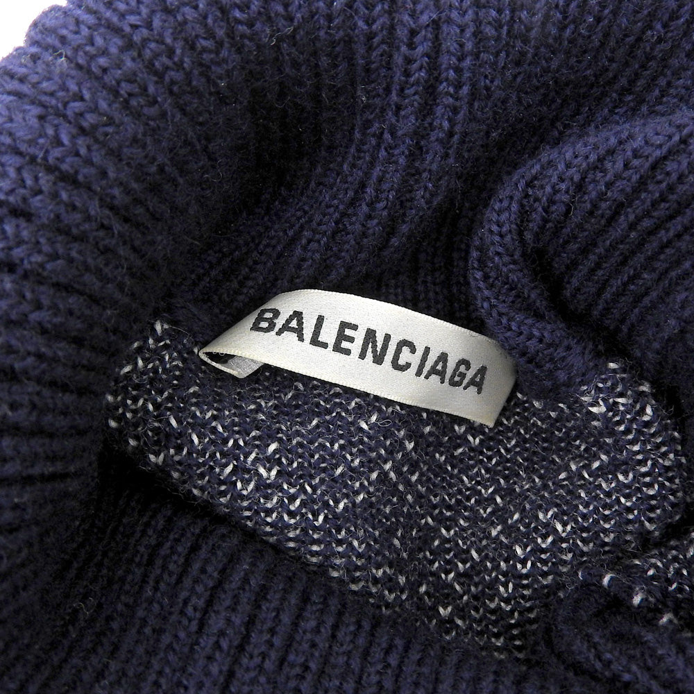 BALENCIAGA バレンシアガ WFPロゴ タートルネック プルオーバー ニット トップス メンズ ネイビー トップス