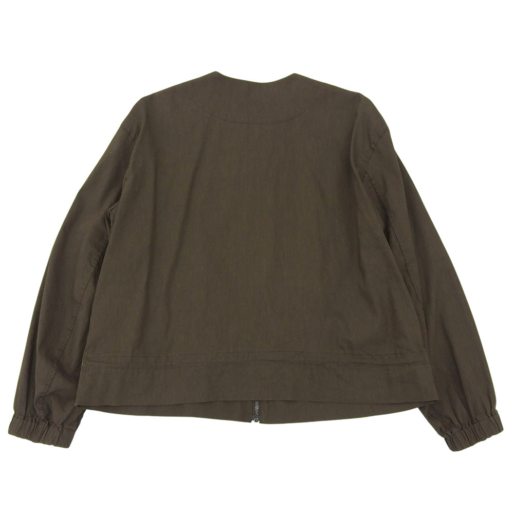 theory luxe セオリーリュクス Crisp Linen Dite ノーカラー ジップアップ リネン ジャケット レディース カーキ系 38 ジャケット