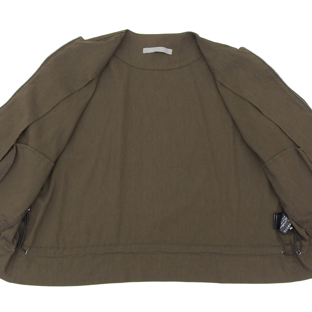 theory luxe セオリーリュクス Crisp Linen Dite ノーカラー ジップアップ リネン ジャケット レディース カーキ系 38 ジャケット
