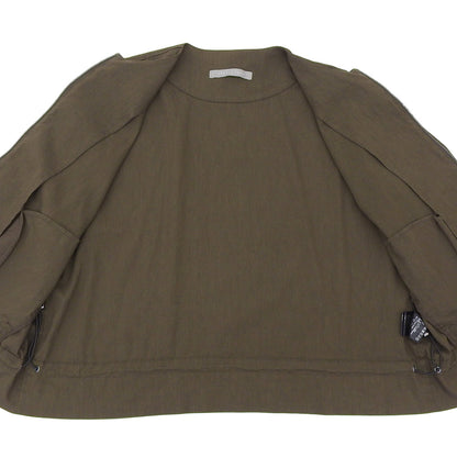 theory luxe セオリーリュクス Crisp Linen Dite ノーカラー ジップアップ リネン ジャケット レディース カーキ系 38 ジャケット