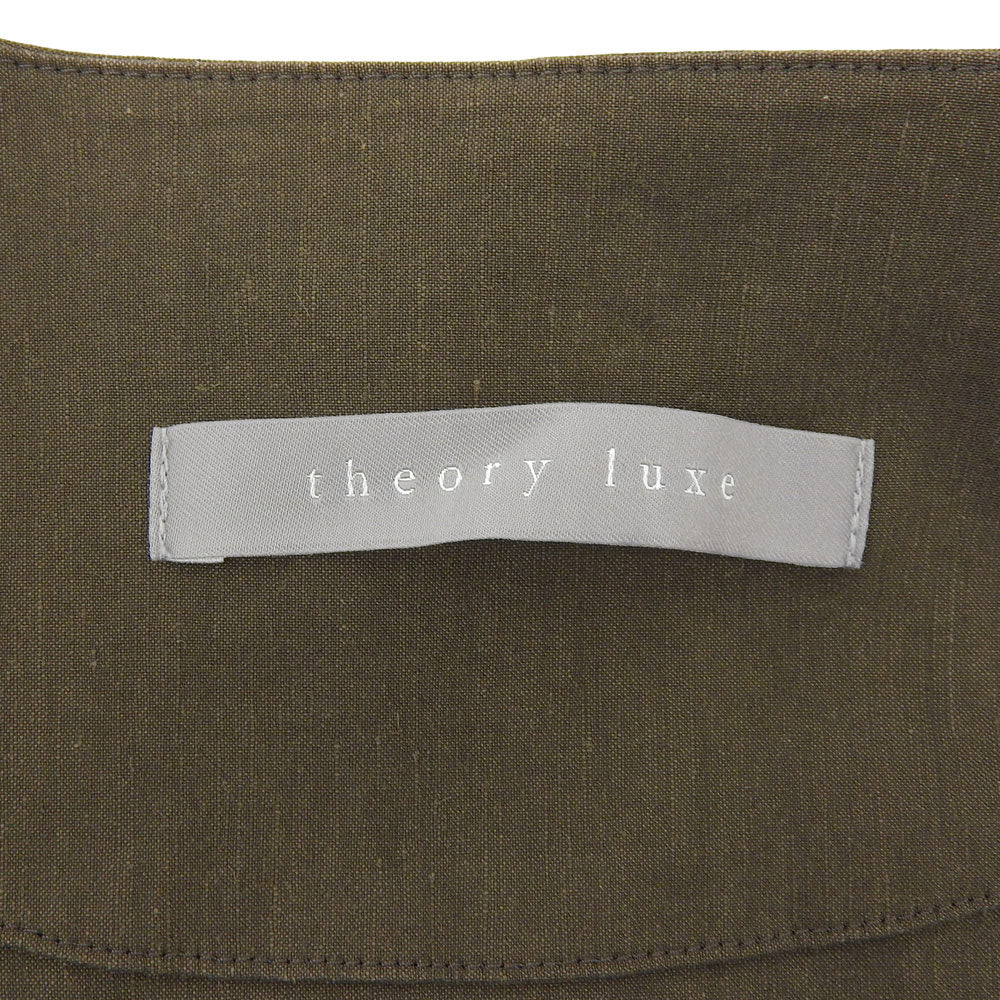 theory luxe セオリーリュクス Crisp Linen Dite ノーカラー ジップアップ リネン ジャケット レディース カーキ系 38 ジャケット