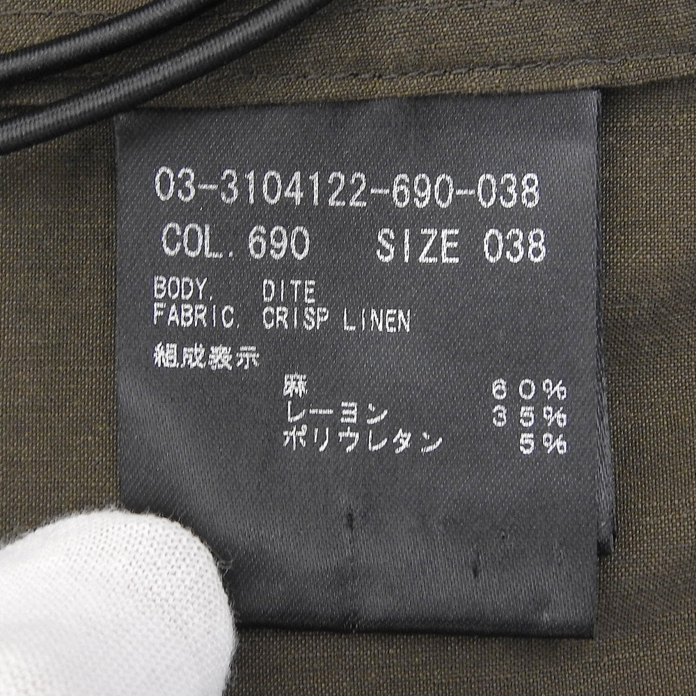 theory luxe セオリーリュクス Crisp Linen Dite ノーカラー ジップアップ リネン ジャケット レディース カーキ系 38 ジャケット