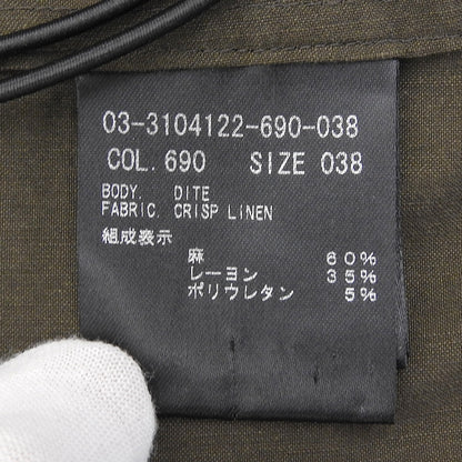 theory luxe セオリーリュクス Crisp Linen Dite ノーカラー ジップアップ リネン ジャケット レディース カーキ系 38 ジャケット