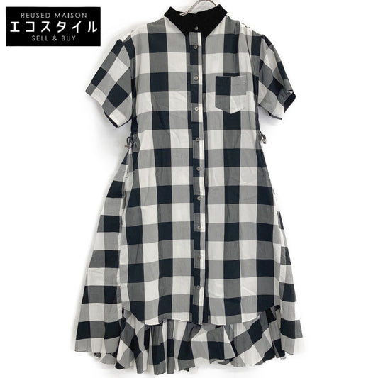 sacai 18AW 18-03984 Grey Check Short-Sleeve Dress