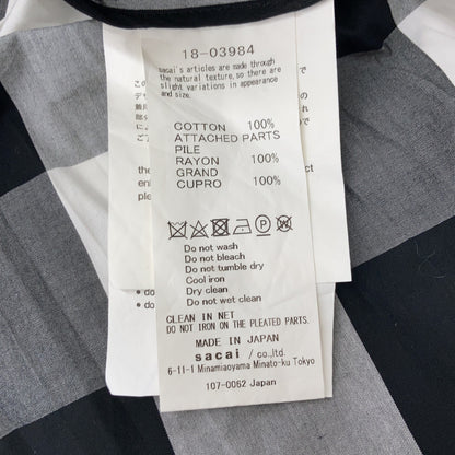 sacai サカイ 18AW 18-03984 グレー チェック 半袖 ワンピース ワンピース
