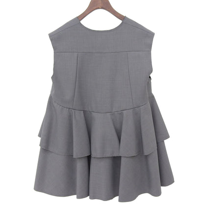 Unused Blossom Gilet Frill Flare Vest Women's Gray F HY25SSJK-04 Vest F Women's