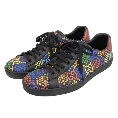 GUCCI グッチ 美品 GGサイケデリック ローカット スニーカー シューズ メンズ ブラック×マルチカラー 7 610085 シューズ 7