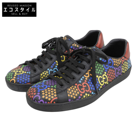 GUCCI Beautiful GG Psychedelic Low-Cut Sneakers Shoes Men's Black x Multi-Color 7 610085 Shoes