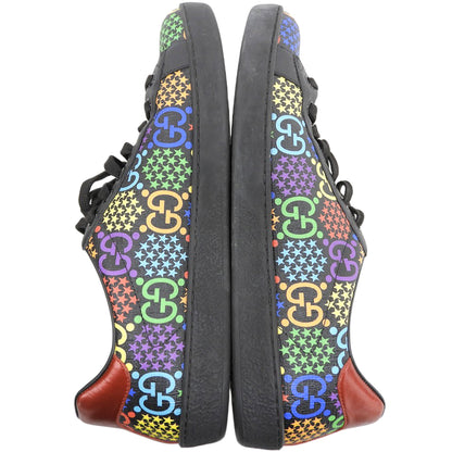 GUCCI グッチ 美品 GGサイケデリック ローカット スニーカー シューズ メンズ ブラック×マルチカラー 7 610085 シューズ