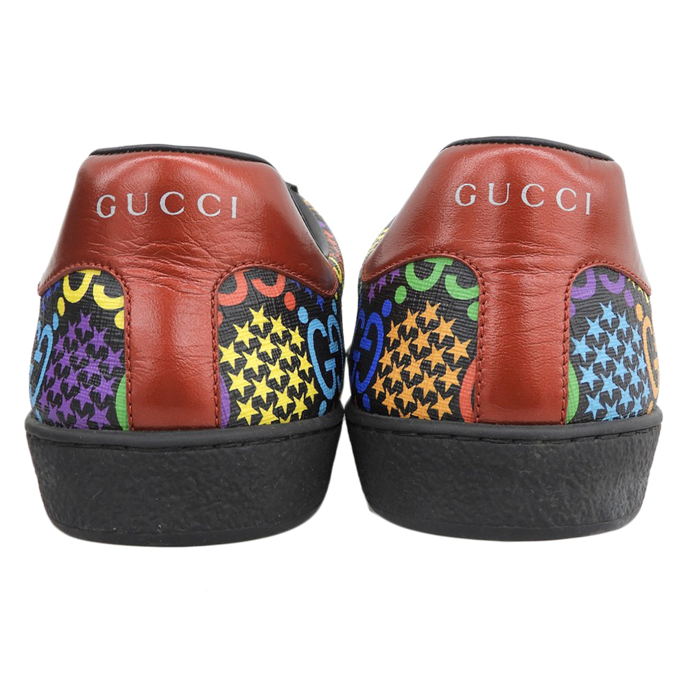 GUCCI グッチ 美品 GGサイケデリック ローカット スニーカー シューズ メンズ ブラック×マルチカラー 7 610085 シューズ