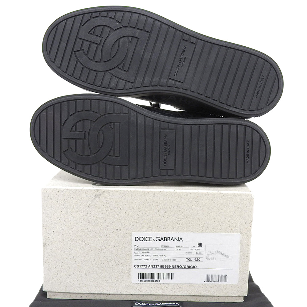 DOLCE&GABBANA ドルチェアンドガッバーナ 新品同様 ロゴモノグラム 総柄 スニーカー シューズ メンズ 黒 ブラック 8 シューズ 8