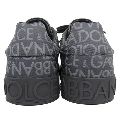 DOLCE&GABBANA ドルチェアンドガッバーナ 新品同様 ロゴモノグラム 総柄 スニーカー シューズ メンズ 黒 ブラック 8 シューズ 8