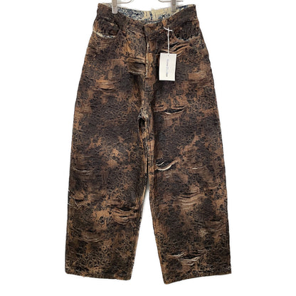 ACNE STUDIOS アクネ ストゥディオズ 25SS　B00406ー700 ブラウン ワイドレッグディストレストコーティングジーンズ ボトムス