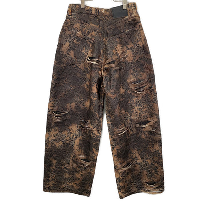 ACNE STUDIOS アクネ ストゥディオズ 25SS　B00406ー700 ブラウン ワイドレッグディストレストコーティングジーンズ ボトムス