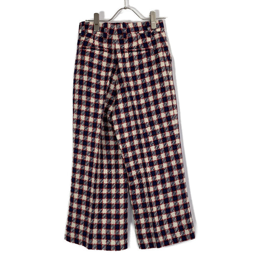 19 519349 Navy x Beige Tweed Wide Pants Bottoms 36 Women's