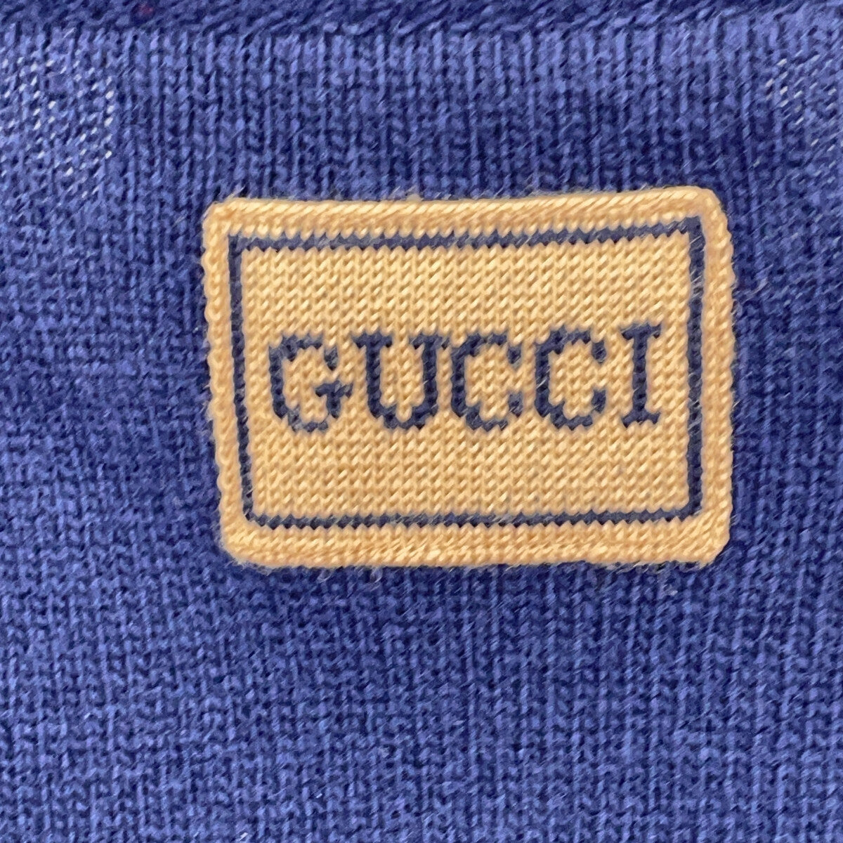GUCCI 古驰 694786 海军蓝100%羊毛 拼色 针织衫 上衣