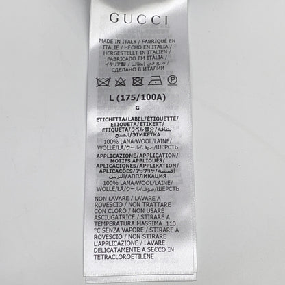 GUCCI 古驰 694786 海军蓝100%羊毛 拼色 针织衫 上衣