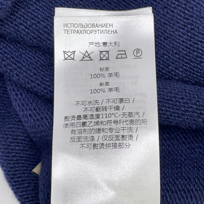 GUCCI 古驰 694786 海军蓝100%羊毛 拼色 针织衫 上衣