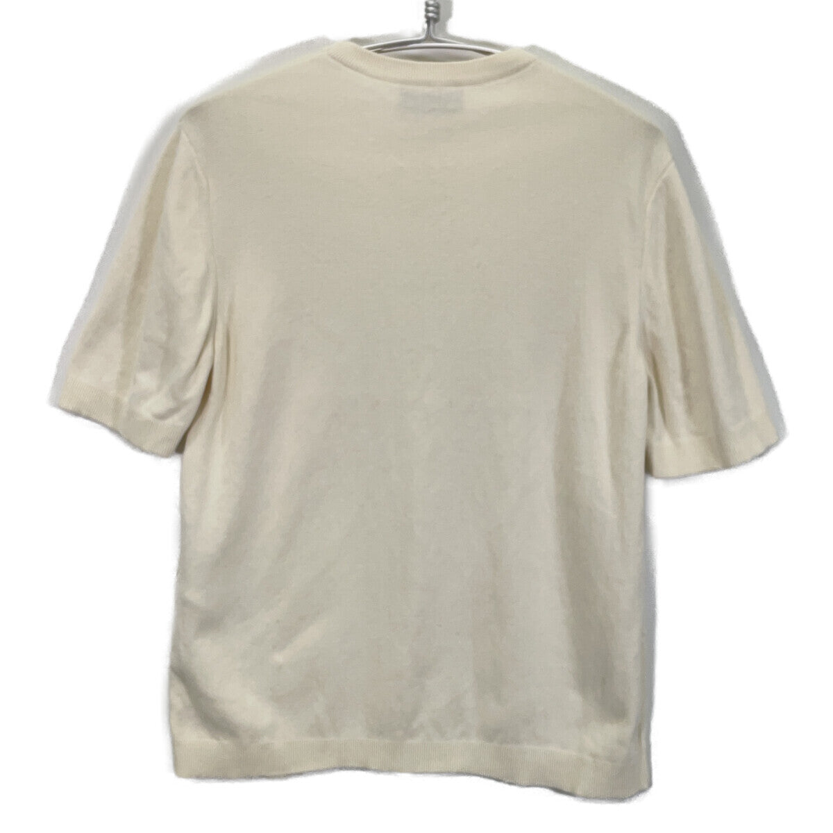 GUCCI 24AW 787736 Ivory Silk Blend Short Sleeve Knit Top