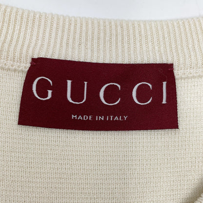 GUCCI 24AW 787736 Ivory Silk Blend Short Sleeve Knit Top