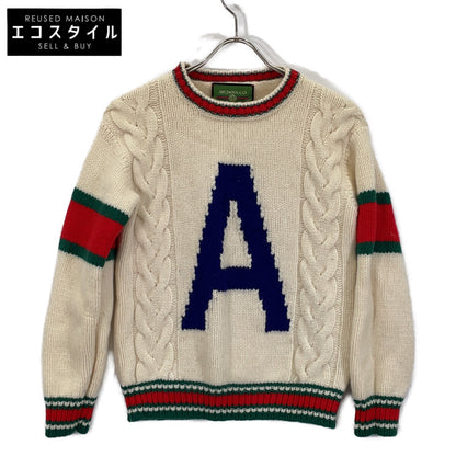 GUCCI 古驰 ABCDEFGUCCI 537540 象牙色 织带 A字徽标 针织衫 上衣