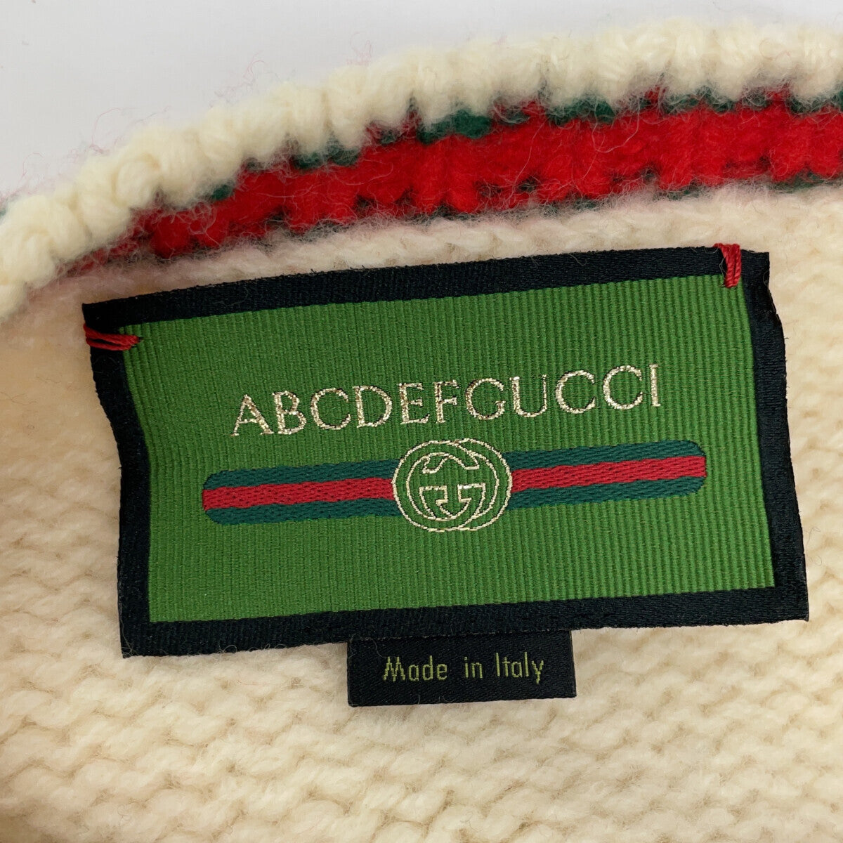 GUCCI 古驰 ABCDEFGUCCI 537540 象牙色 织带 A字徽标 针织衫 上衣