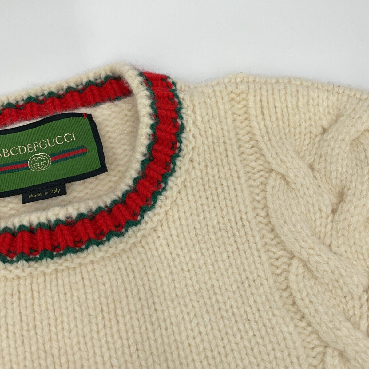 GUCCI 古驰 ABCDEFGUCCI 537540 象牙色 织带 A字徽标 针织衫 上衣