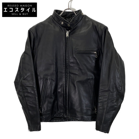 schott 641 Black Shearling-Lined Single Rider Jacket Jacket